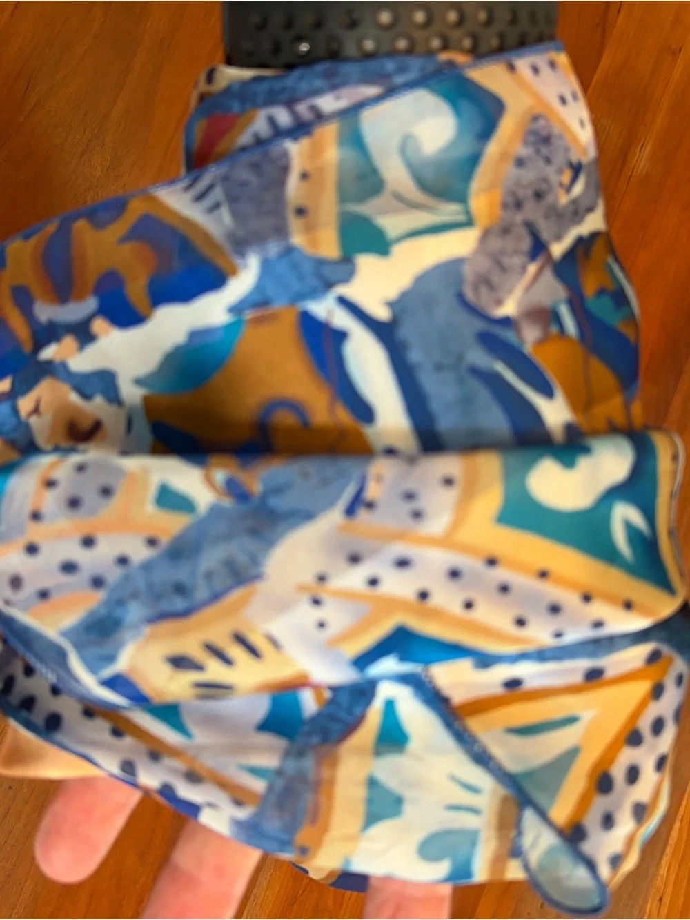 Brochier Soieres Silk Geometric Design Scarf in Blue and Gold